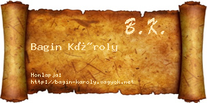 Bagin Károly névjegykártya